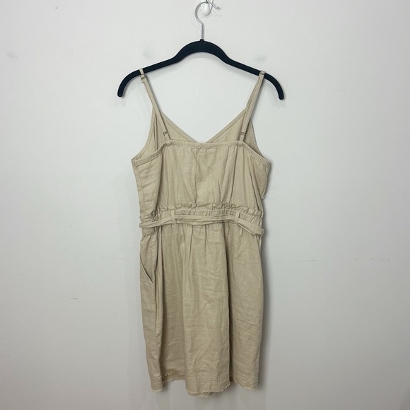 Splendid Linen Mini Dress Tan Khaki Spaghetti Straps Belt Tie - Picture 4 of 8